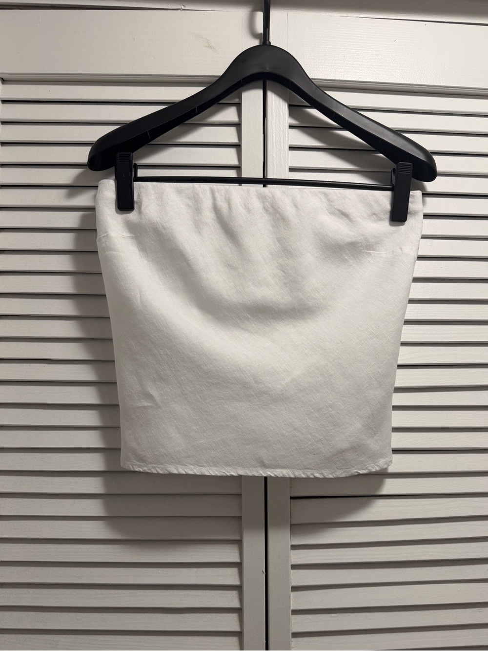 Quince White Linen Strapless Tube Top Smocked Back Minimalist M - Picture 2 of 10